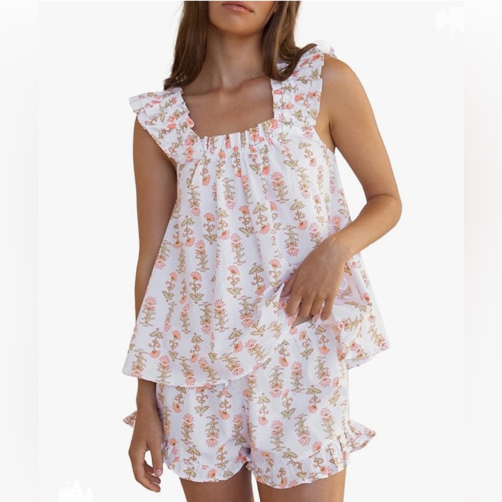 Women’s Ruffle Floral Print Set- M